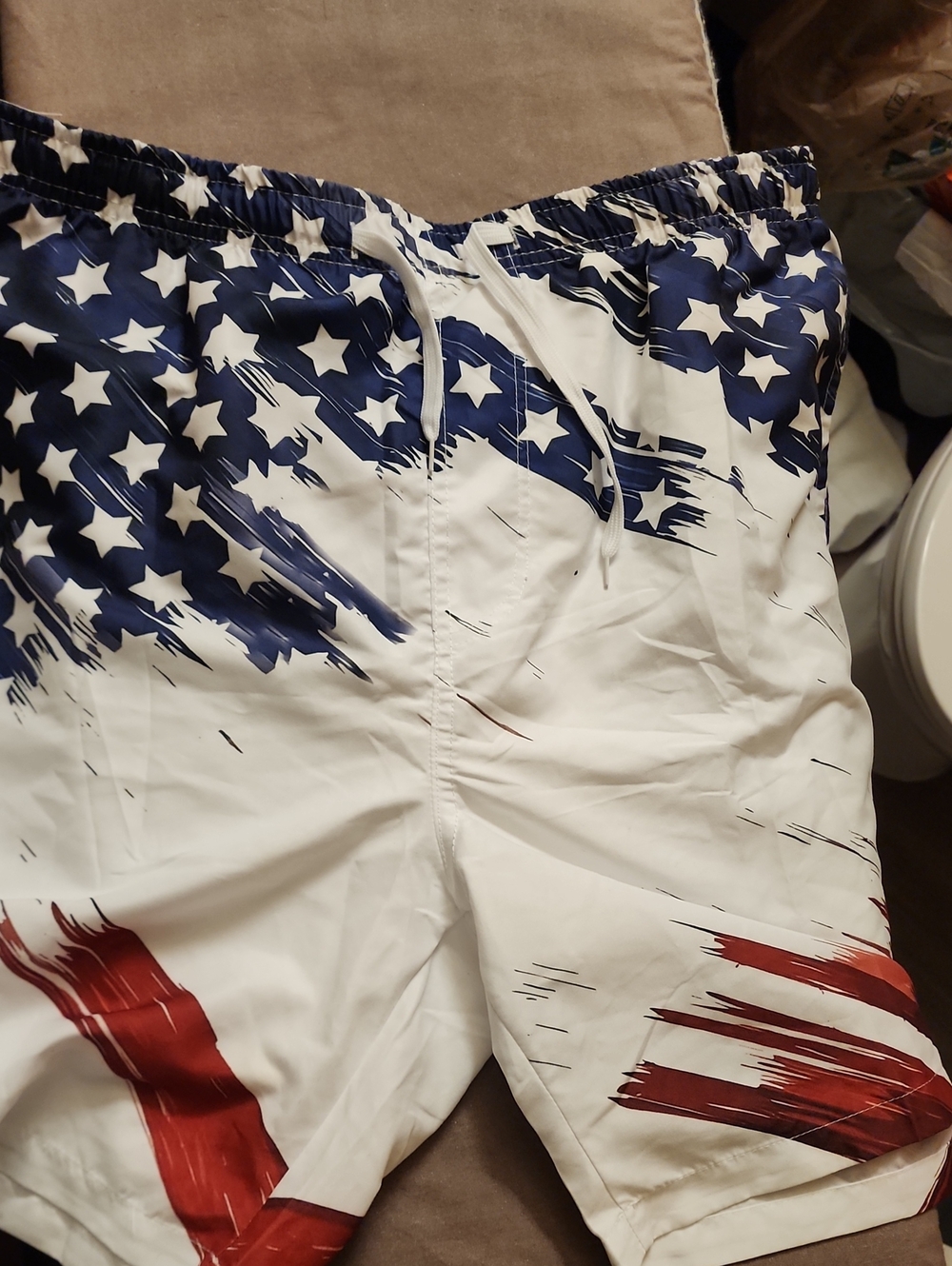 American Flag Swim Trunks With The Polo To Match- Blue White Red